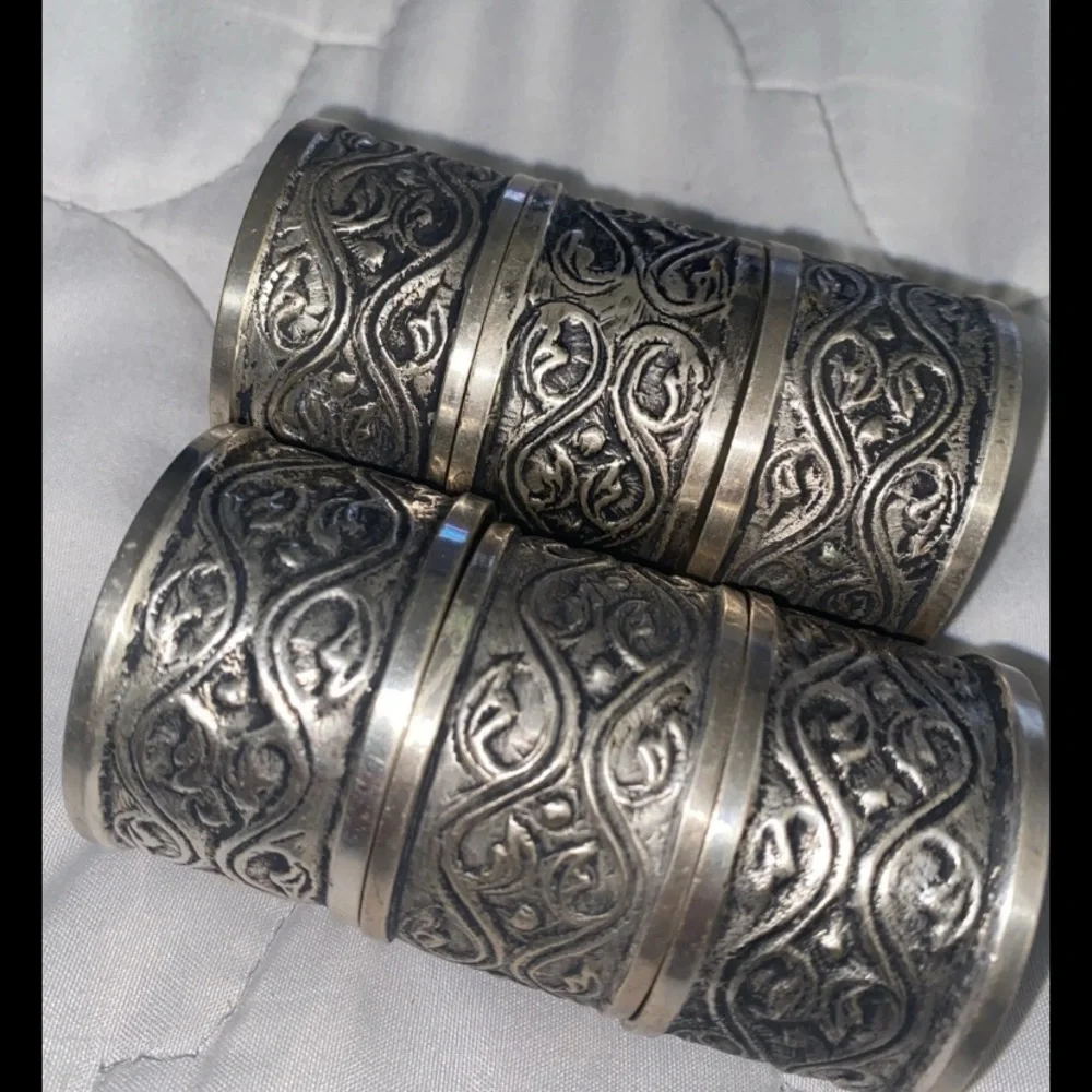 Vintage Silver Pewter Round Napkin Rings Ring Set Of‎ 6